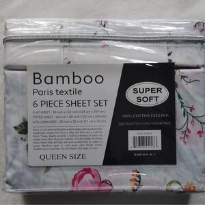 Bamboo Organic Earth 2000 Series Queen Sheet Set Cotton Floral Deep Pocket